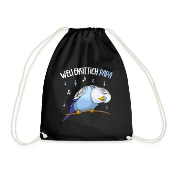Wellensittich Papa Blausittich Vater Blau - Turnbeutel - Schwarz - Vorne