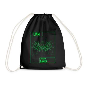 Liam Name Geschenk Personalisiert Legendärer - Turnbeutel - Schwarz - Vorne