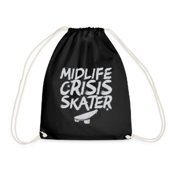 Midlife Crisis Skater Skateboard Skateboarding - Drawstring Bag - black - Front