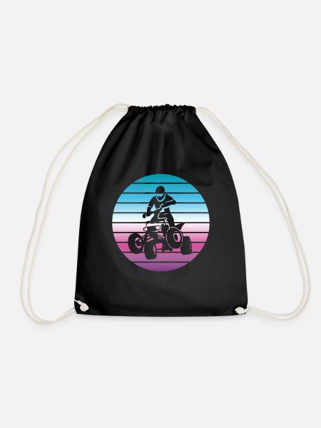 Quad-Biker Quad Fahrer ATV Retro Geschenk - Turnbeutel - Schwarz
