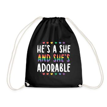 He's a She and She's Adorable Gay Lesbian Culture - Drawstring Bag - black - Front
