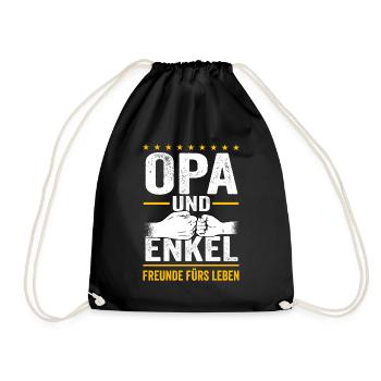 Opa und Enkel Freunde fürs Leben - Turnbeutel - Schwarz - Vorne