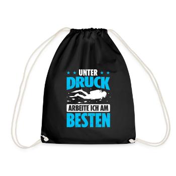 Taucher Unter Druck Arbeite Ich Am Besten Tauchen - Turnbeutel - Schwarz - Vorne