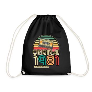 Cassette Bande Rétro Vintage 1981 40.Anniversaire - Sac de sport léger - noir - Devant