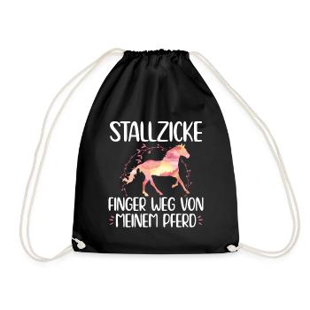 Stallzicke Reiterin Pferdemädchen Pferde Spruch - Turnbeutel - Schwarz - Vorne