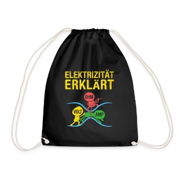 Elektriker Elekrizität Erklärt Ohm Volt Amp - Turnbeutel - Schwarz - Vorne
