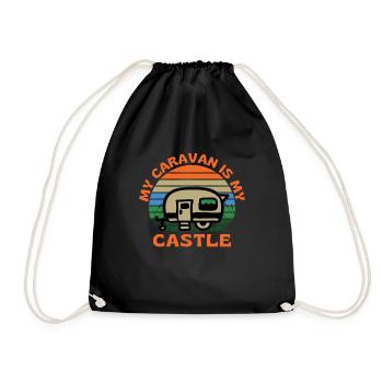 Meine Karawane ist mein Schloss Caravanning - Turnbeutel - Schwarz - Vorne