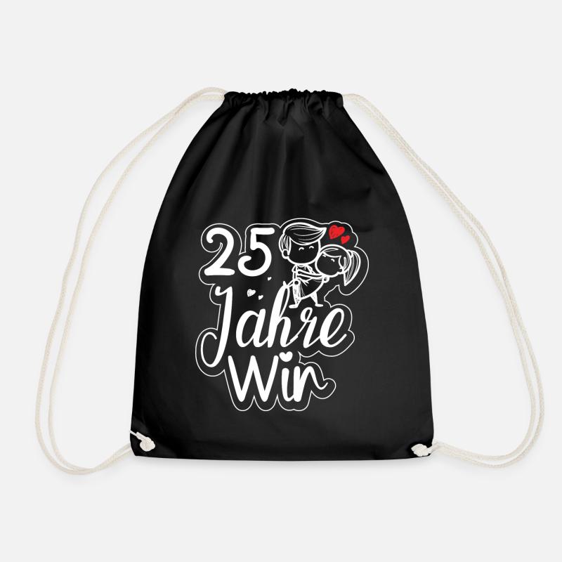 Traumpaar seit 25 Jahren Silberhochzeit Geschenk - Turnbeutel - Schwarz