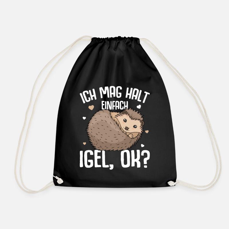 Igel Spruch Ich mag halt Igel Kinder Damen - Turnbeutel - Schwarz