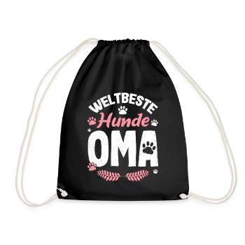 Großmutter Weltbeste Hunde Oma Omi Enkel Familie U - Turnbeutel - Schwarz - Vorne