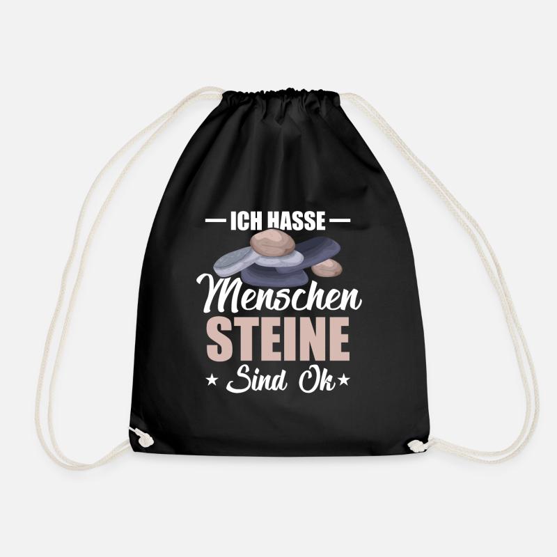 Ich Hasse Menschen Steine Sind Ok Stein - Turnbeutel - Schwarz