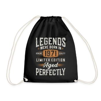 Vintage 1971 Vintage Birthday Retro - Drawstring Bag - black - Front