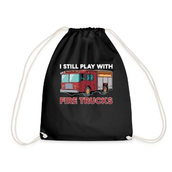 Firefighter I still play with Fire Trucks - Drawstring Bag - black - Front