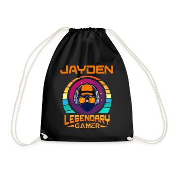 JAYDEN Legendary Gamer Personalized Name Gift - Drawstring Bag - black - Front