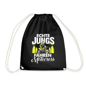 Echte Jungs Fahren Motocross Motorrad Biker Enduro - Turnbeutel - Schwarz - Vorne