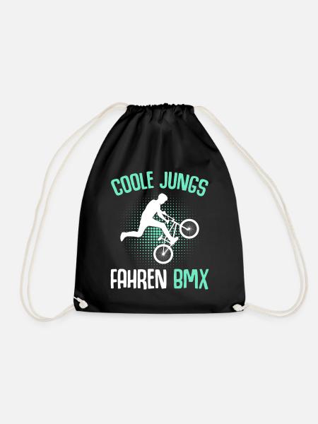 Coole Jungs fahren BMX Stunt Kinder - Turnbeutel - Schwarz