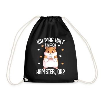 Hamster Ich mag halt Hamster Mädchen - Turnbeutel - Schwarz - Vorne