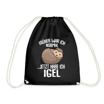 Igel - Früher war ich normal jetzt Igel - Turnbeutel - Schwarz - Vorne