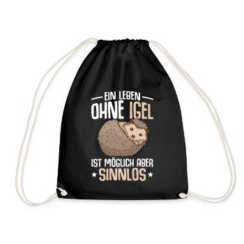 Igel Liebhaber Kinder Damen Herren - Turnbeutel - Schwarz - Vorne