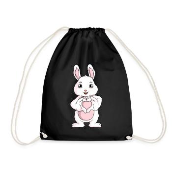 Rabbit Love Rabbit Rabbit Girl - Drawstring Bag - black - Front