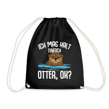 Ich mag halt Otter Seeotter Kinder Damen - Turnbeutel - Schwarz - Vorne