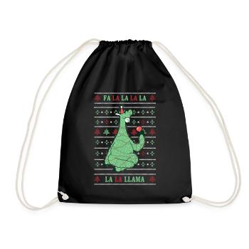 Llama Hässlicher Weihnachtspulli Geschenk - Turnbeutel - Schwarz - Vorne