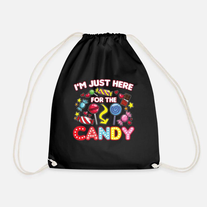 I'm only here for the Candy Halloween joke - Drawstring Bag - black