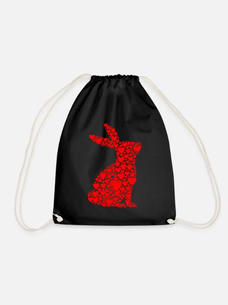 Hasen Liebe Hase Kaninchen Valentinstag - Turnbeutel - Schwarz