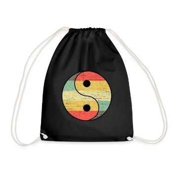 Vintage yin yang - Drawstring Bag - black - Front