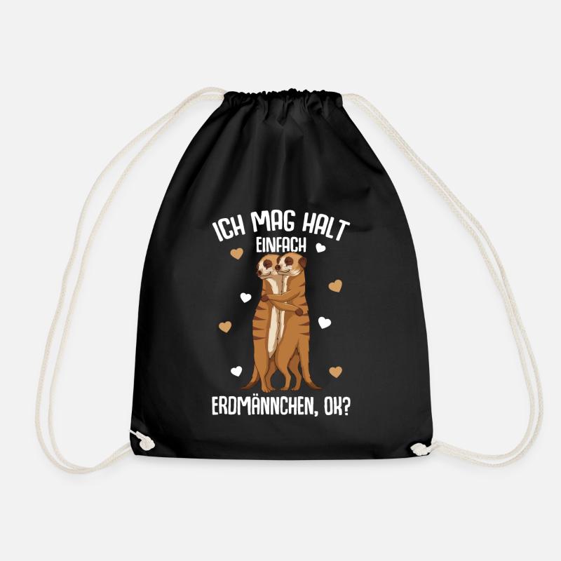 Ich mag halt Erdmännchen Kinder Mädchen - Turnbeutel - Schwarz