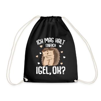 Ich mag halt Igel Kinder Mädchen Damen - Turnbeutel - Schwarz - Vorne
