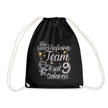 Ein perfektes Team seit 9 Jahren Hochzeitstag - Turnbeutel - Schwarz - Vorne