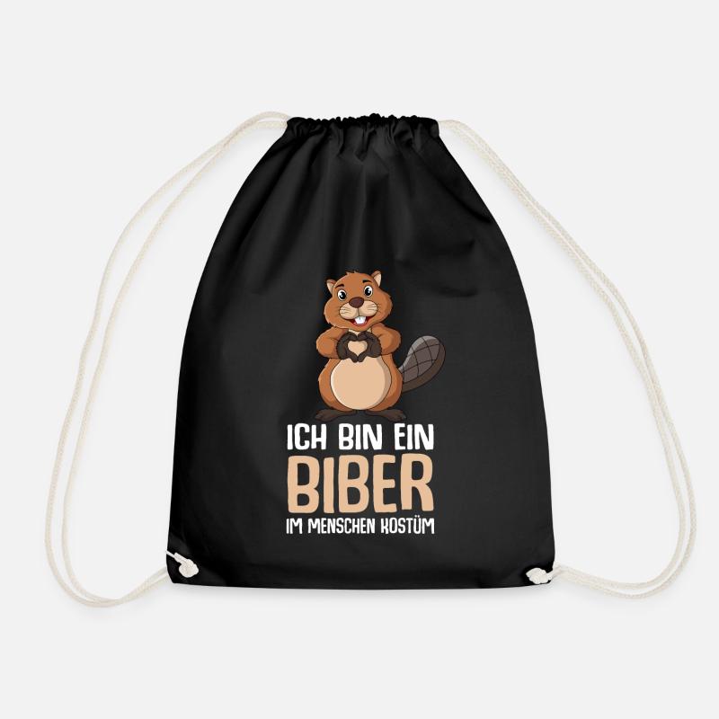 Biber Kostüm Kinder Mädchen Jungen - Turnbeutel - Schwarz