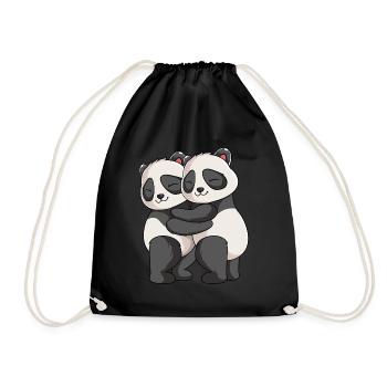 Panda Lover Panda Bear Girl Kids - Drawstring Bag - black - Front