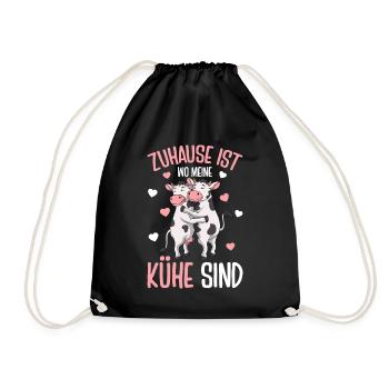 Zuhause ist wo meine Kühe sind Kuh - Turnbeutel - Schwarz - Vorne