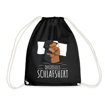 Offizielles Schlafshirt Dackel Hund - Turnbeutel - Schwarz - Vorne