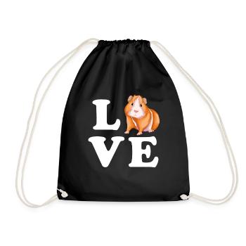 Guinea Pig Love Love Guinea Pig - Drawstring Bag - black - Front