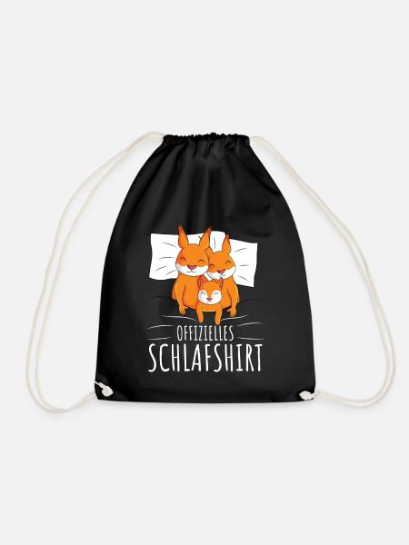 Offizielles Schlafshirt Eichhörnchen Familie - Turnbeutel - Schwarz