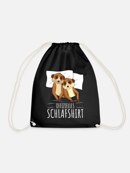 Offizielles Schlafshirt Erdmännchen Meerkat - Turnbeutel - Schwarz