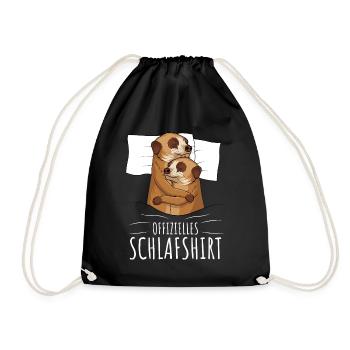 Offizielles Schlafshirt Erdmännchen - Turnbeutel - Schwarz - Vorne