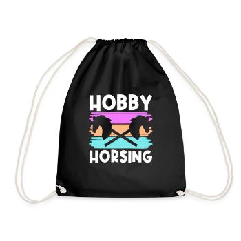 Hobby Horse Retro Grafik Steckenpferde Reiten Tren - Turnbeutel - Schwarz - Vorne