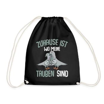 Zuhause ist wo meine Tauben sind Taube - Turnbeutel - Schwarz - Vorne