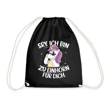 Sorry Ich Bin Zu Einhorn Für Dich Regenbogen Glitz - Turnbeutel - Schwarz - Vorne