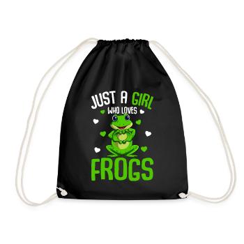 Frosch Mädchen Kinder Frösche - Turnbeutel - Schwarz - Vorne