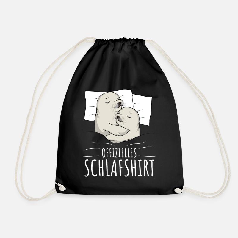 Offizielles Schlafshirt Robbe Schlafen - Turnbeutel - Schwarz