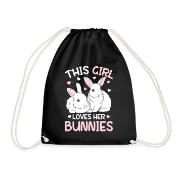 Rabbit Girl Rabbit Gift - Drawstring Bag - black - Front