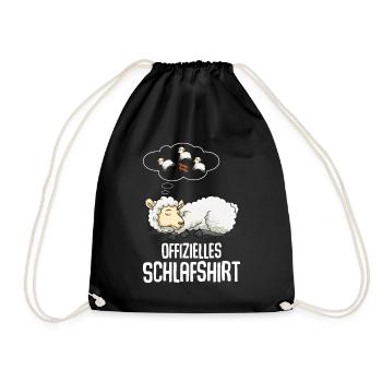 Offizielles Schlafshirt Schafe Schlafen - Turnbeutel - Schwarz - Vorne