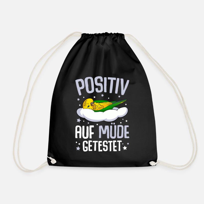 Wellensittich Positiv Auf Müde Getestet - Turnbeutel - Schwarz