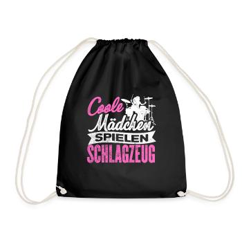 Coole Mädchen Spielen Schlagzeug Musikinstrument M - Turnbeutel - Schwarz - Vorne