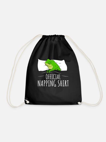Frog Sleeping Shirt Frogs Gift - Drawstring Bag - black